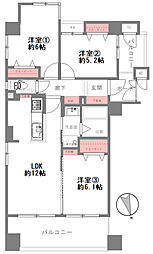キングマンションプレソワールみなと通 3LDKの間取図画像