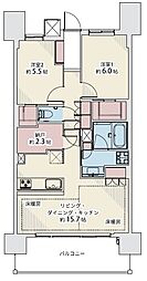 ザ・天王寺レジデンスガーデン&ビスタ 2LDKの間取図画像