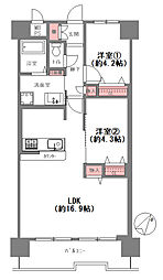 朝日プラザ天王寺2 2LDKの間取図画像