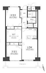 三陽ハイツ都島 3LDKの間取図画像