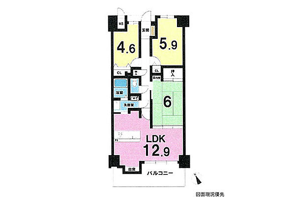 間取り サンピア五日市 4階/-