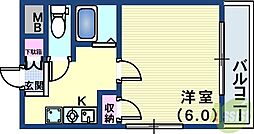 クリスタルコート下山手 1Kの間取図画像