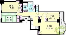 須磨パークヒルズC棟CYGNUS 3LDKの間取図画像