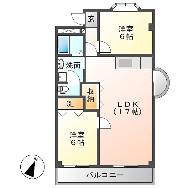 グリーンアップル 303｜岐阜県岐阜市日置江4丁目(賃貸マンション2LDK・3階・58.80㎡)の写真 その2