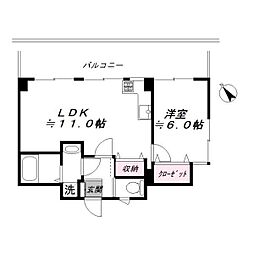 フラワーホーム日ノ出 1LDKの間取図画像