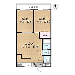 ハイツウッド 2LDKの間取図画像