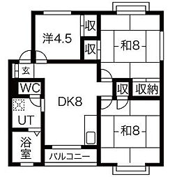 西脇サンハイツ 3DKの間取図画像