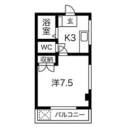 ハイコーポマイウェイ 1Kの間取図画像