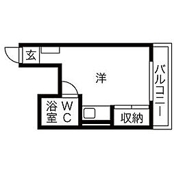 サンピュア井の宮 ワンルームの間取図画像