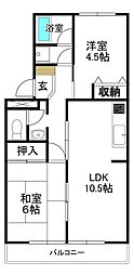 メゾン・セダール 2LDKの間取図画像