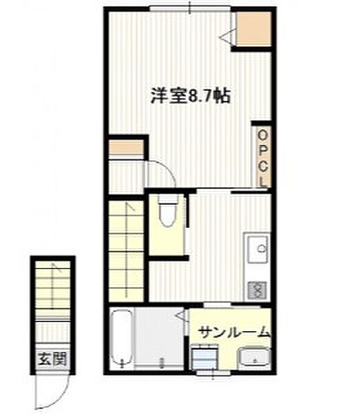 七武海 205｜広島県広島市佐伯区五日市中央６丁目(賃貸アパート1K・2階・32.30㎡)の写真 その2