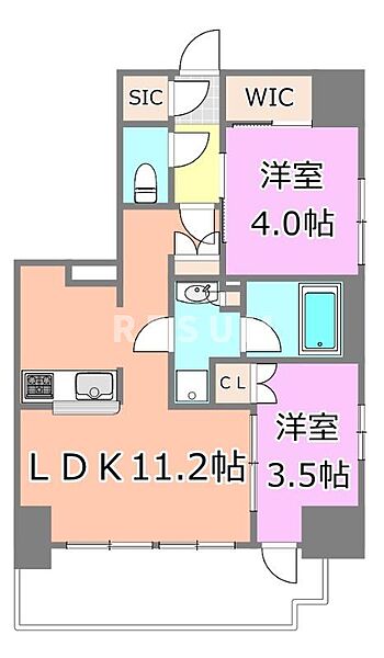 千葉県千葉市中央区富士見1丁目(賃貸マンション2LDK・11階・43.72㎡)の写真 その2