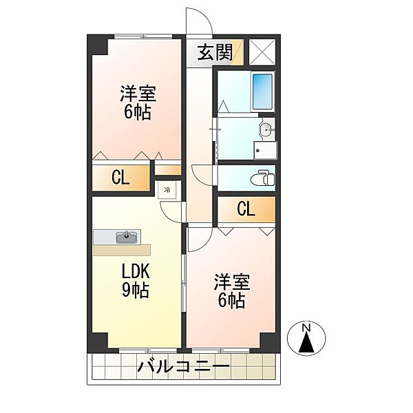 パット東原マンション ｜山形県山形市前田町(賃貸マンション2LDK・2階・52.00㎡)の写真 その2