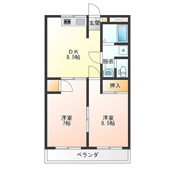 ライフステージII ｜山形県山形市白山1丁目(賃貸アパート2DK・2階・44.62㎡)の写真 その2