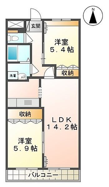 コンフォース深町 ｜山形県山形市深町3丁目(賃貸アパート2LDK・2階・58.32㎡)の写真 その2