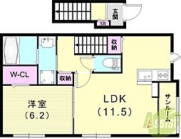 桜の町 千里川住宅 1LDKの間取図画像