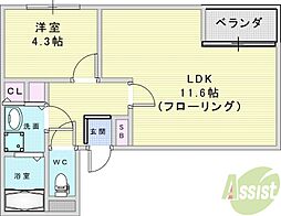 アールグレイコート庄内 1LDKの間取図画像