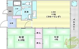 テネメント西田 2LDKの間取図画像