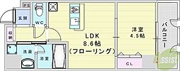 ブロード服部天神駅前レジデンス 1LDKの間取図画像