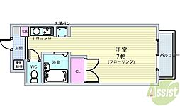 ジュネス蛍池 1Kの間取図画像