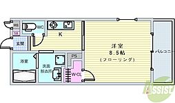 グレースホタル 1Kの間取図画像