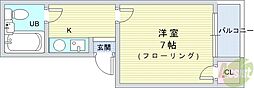 スプリングヒル2 1Kの間取図画像