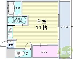 グロワール池田 ワンルームの間取図画像