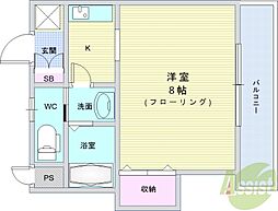 ドエル豊島 1Kの間取図画像