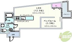 suju 1LDKの間取図画像