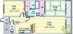 サンライズフレア 2LDKの間取図画像