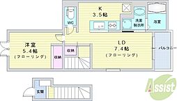 グリーンリーブス青葉 1LDKの間取図画像