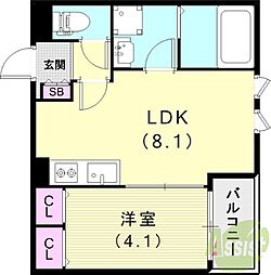 kit石橋阪大前 1LDKの間取図画像