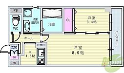 アクアライブラ 1LDKの間取図画像
