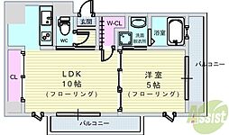 ルグラン弐番館 1LDKの間取図画像