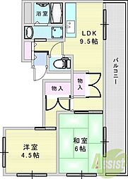 パークサイドヴィラ 2LDKの間取図画像