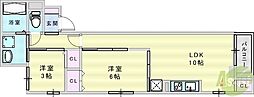 ヴィラ  オーブ - K 2LDKの間取図画像