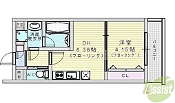 ガレリア南豊中 1DKの間取図画像