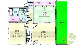 ハイツ上野東 2LDKの間取図画像