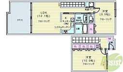 ゼファーヒル 2LDKの間取図画像