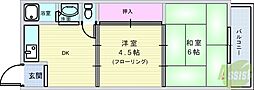 第二小田マンション 2DKの間取図画像