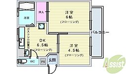 ハイツN・Y南桜塚 2DKの間取図画像