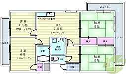ヴィラセンチュリー1号館 4DKの間取図画像