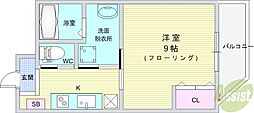 パレット 1Kの間取図画像