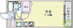 リオ花屋敷 1Kの間取図画像