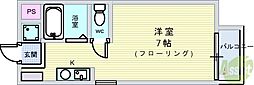 ユーベル18 ワンルームの間取図画像