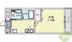 CASSIA豊中三国 1Kの間取図画像