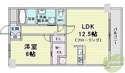 エレメンタリープレイス 1LDKの間取図画像