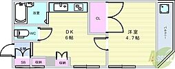 ハイツ 1DKの間取図画像