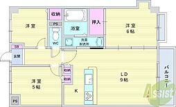 サン豊中 3LDKの間取図画像