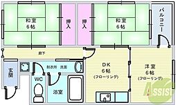 スカイハイツ曽根 3DKの間取図画像